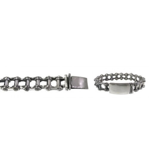 15mm Biker Chain Bracelet with Security Clasp, 8.5" Length, Sterling Silver